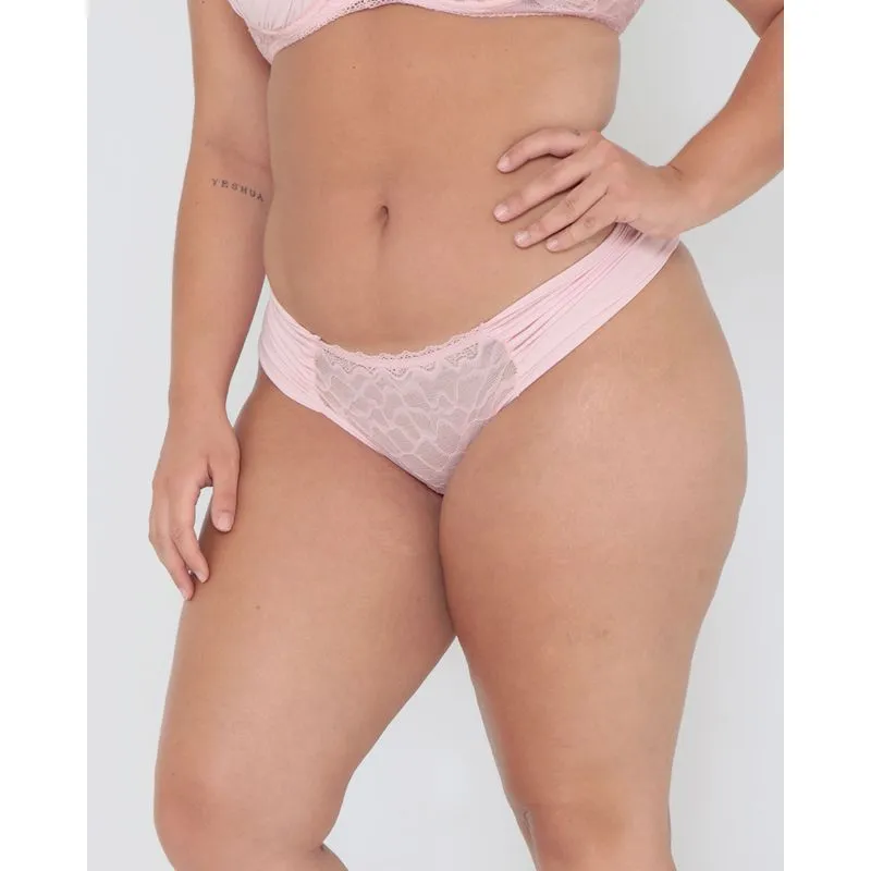 Calcinha Biquíni Plus Size Franzido Rosa Claro GG