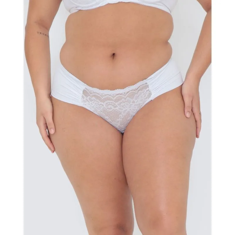 Calcinha Biquíni Plus Size Franzido Branca G