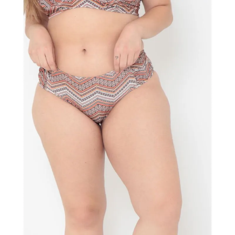 Biquíni Avulso Plus Size Calcinha Sunkini Étnica Marrom 48