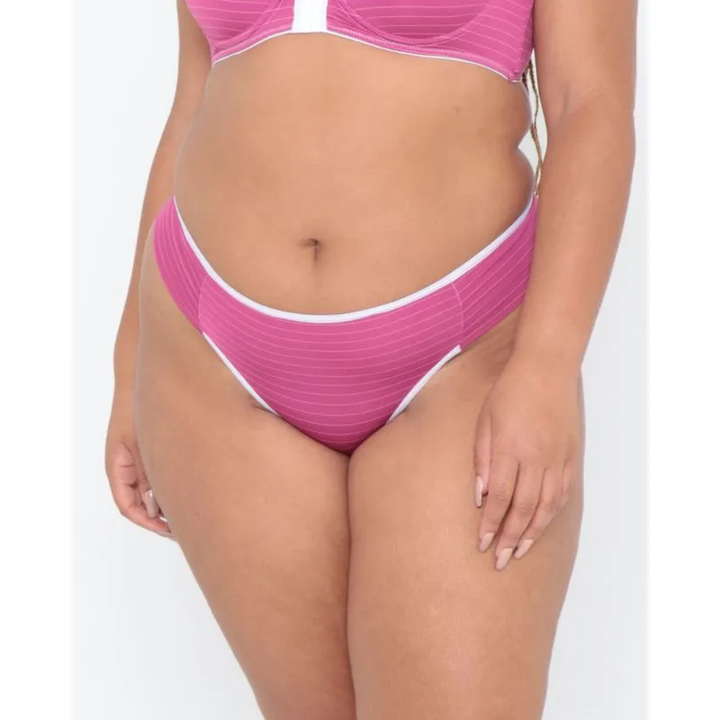 Calcinha Plus Size Fio Listrada Rosa P