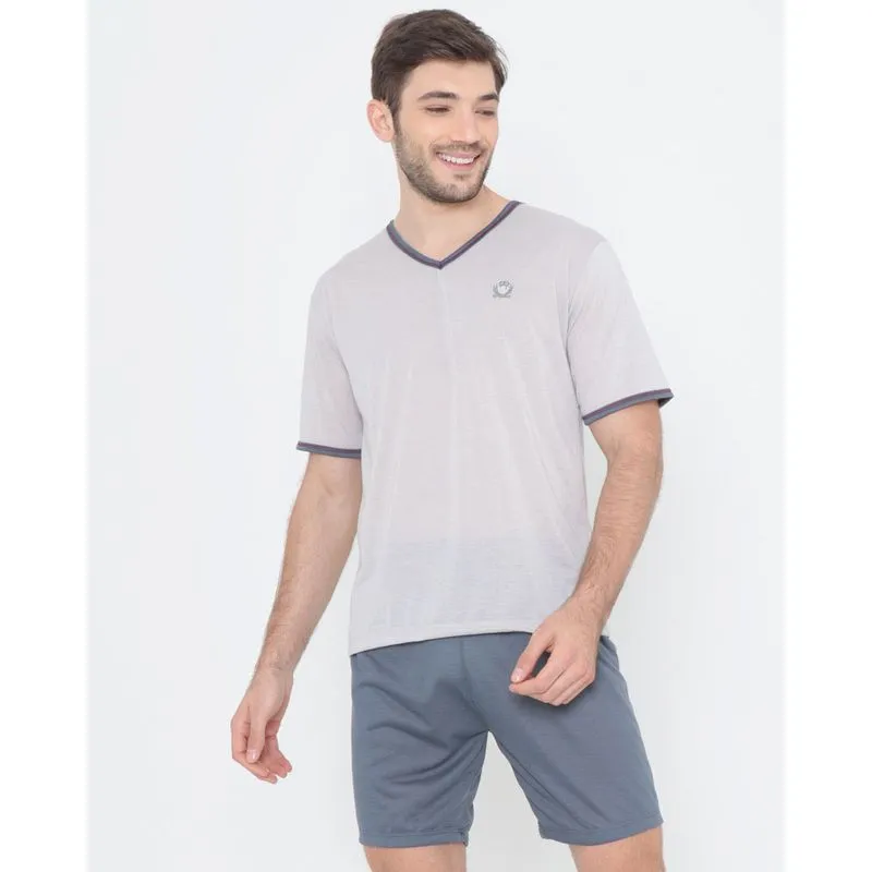Pijama Masculino Manga Curta Cinza GG