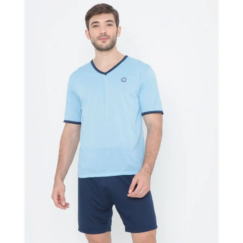 Pijama Masculino Manga Curta Azul GG