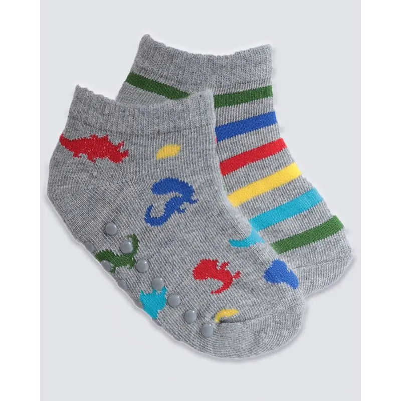 Kit 2 Pares De Meia Infantil Antiderrapante Cinza 27 A 29