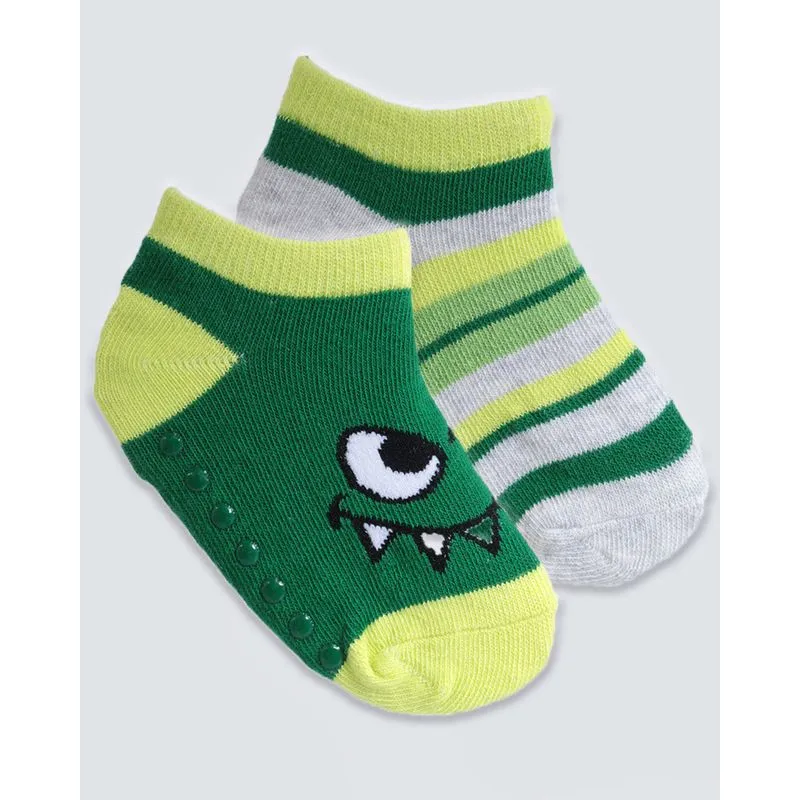 Kit 2 Pares De Meia Sapatilha Infantil Antiderrapante Verde 20 A 22