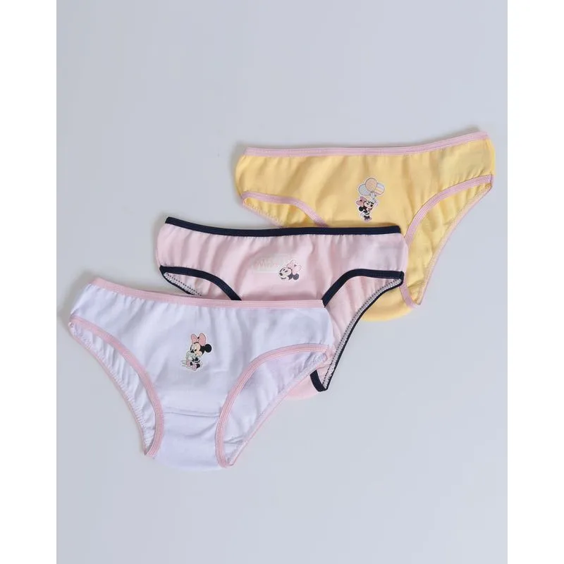 Kit Bebê 3 Calcinhas Minnie Disney Amarela Rosa Branca 3