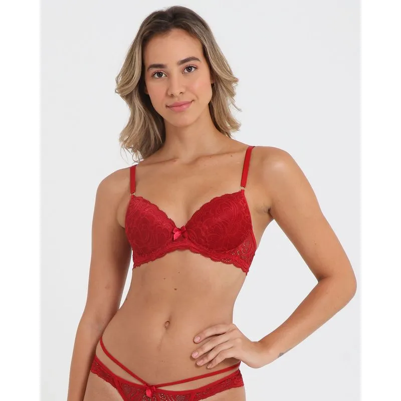 Sutiã Avulso Base Com Bojo Renda Vermelho 42