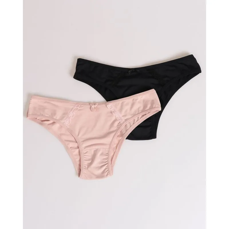 Kit 2 Calcinhas Biquíni Preta Rosa GG
