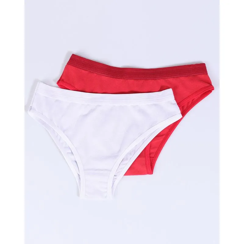 Kit 2 Calcinhas Tanga Branca Vermelha P