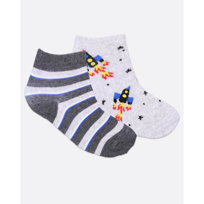 Kit 2 Pares de Meia Infantil Cano Curto Azul Cinza 30 A 33