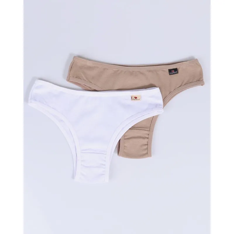 Kit 2 Calcinhas Biquíni Branca Bege GG