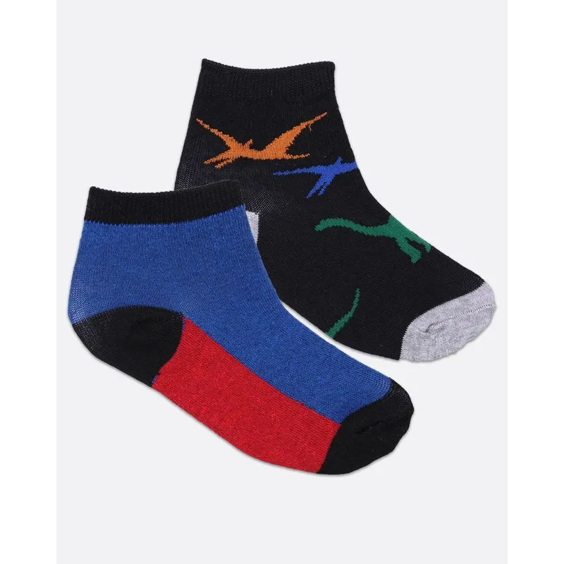Kit 2 Pares de Meia Infantil Dinossauros Preta Azul Marinho 23 A 26