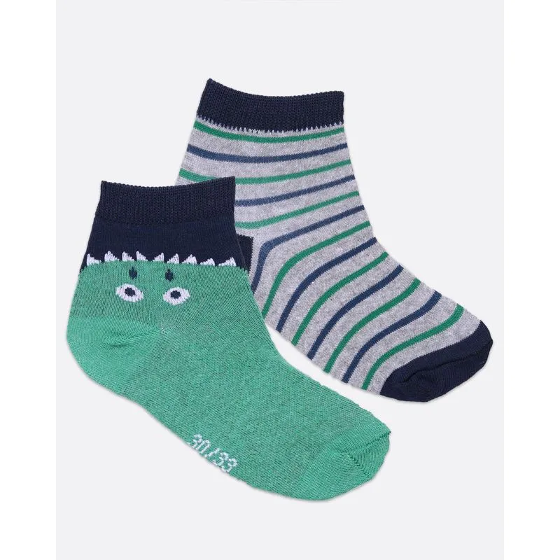 Kit 2 Pares de Meia Infantil Monstrinho Verde Cinza 23 A 26