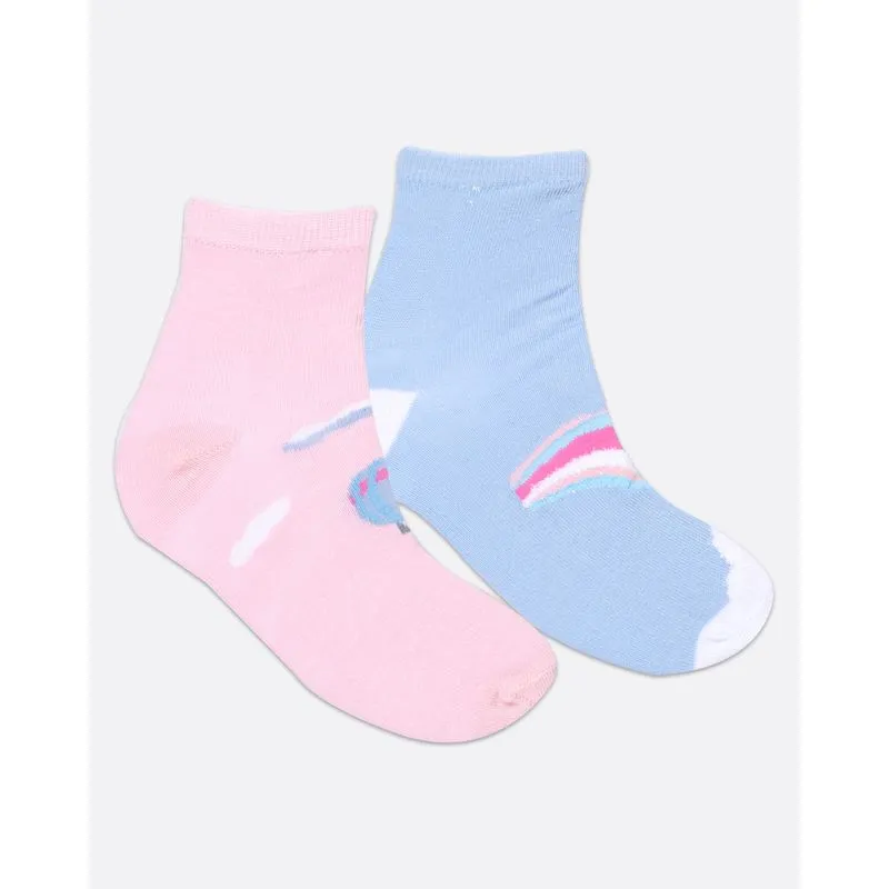 Kit 2 Pares de Meia Infantil Rosa Azul Claro 22 A 25