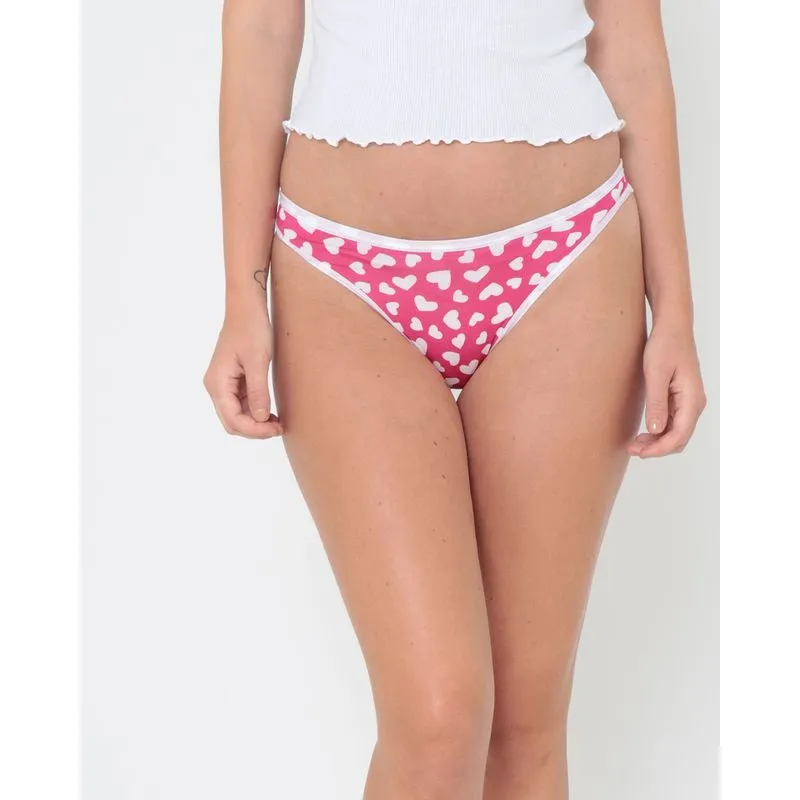 Calcinha Fio Dental Estampa Coração Rosa GG