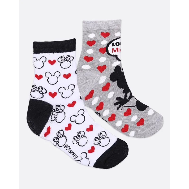 Kit 2 Pares de Meia Minnie Disney Cinza e Branco 34 A 39