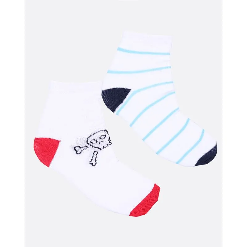 Kit 2 Pares de Meia Infantil Cano Curto Estampada Branca 30 A 33
