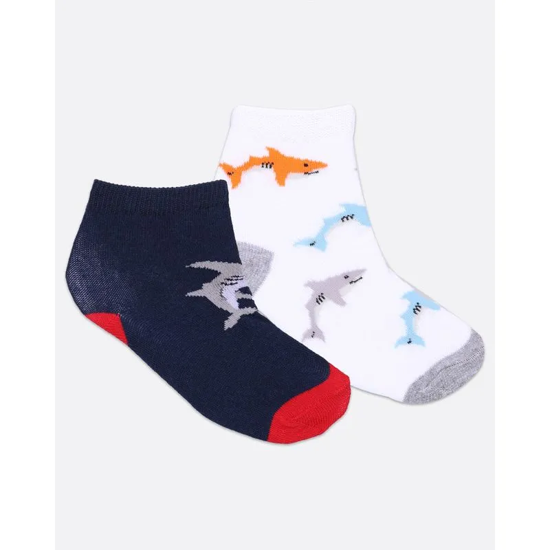 Kit 2 Pares de Meia Infantil Tubarão Branca Azul Marinho 27 A 29