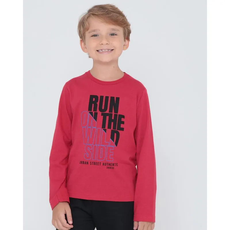 Camiseta Infantil Manga Longa Vermelha 6