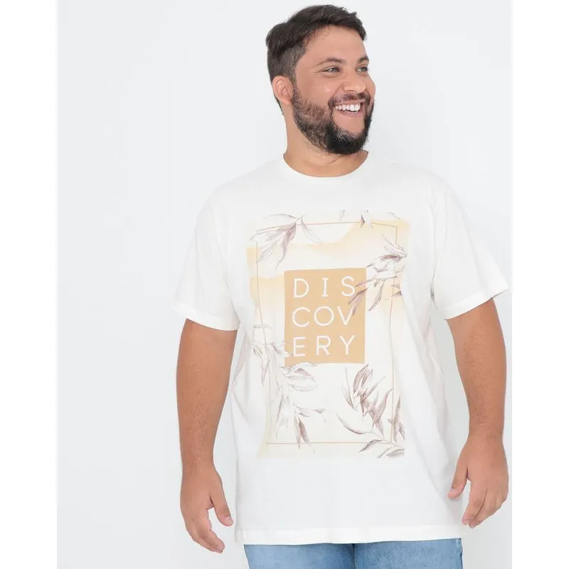 Camiseta Plus Size Estampa Frontal Off White G3