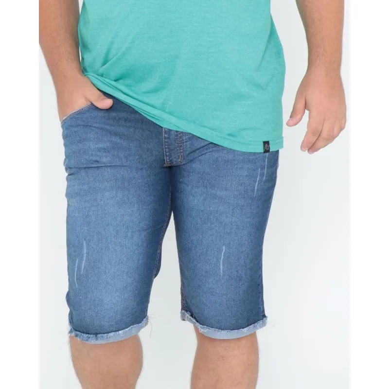 Bermuda Jeans Plus Size Básica Azul 54