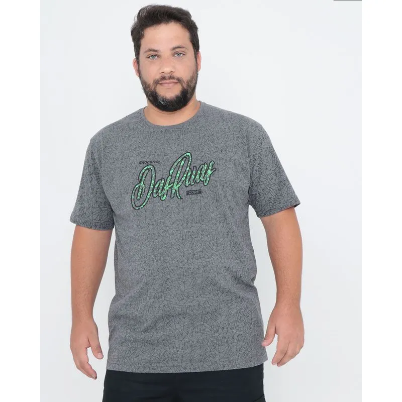 Camiseta Plus Size Estampa Escrita Cinza Escuro G1