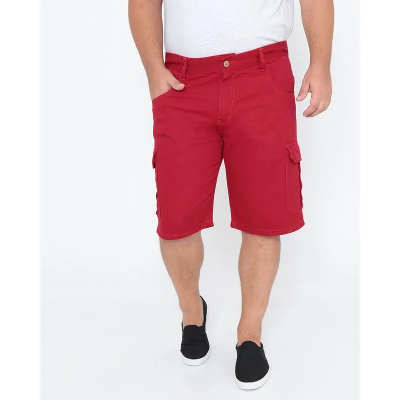 Bermuda Sarja Plus Size Cargo Vermelha 50