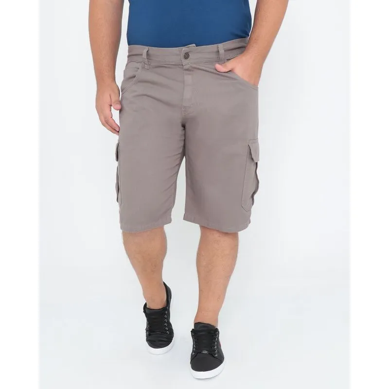 Bermuda Sarja Plus Size Cargo Cinza 52