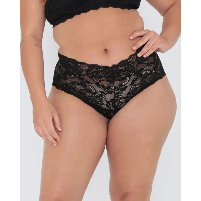 Calcinha Plus Size Alta Renda Preta P