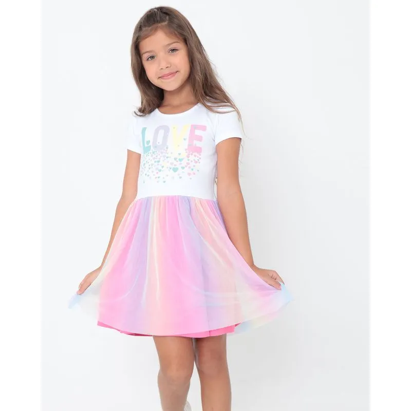 Vestido Infantil Com Tule Multicor 4
