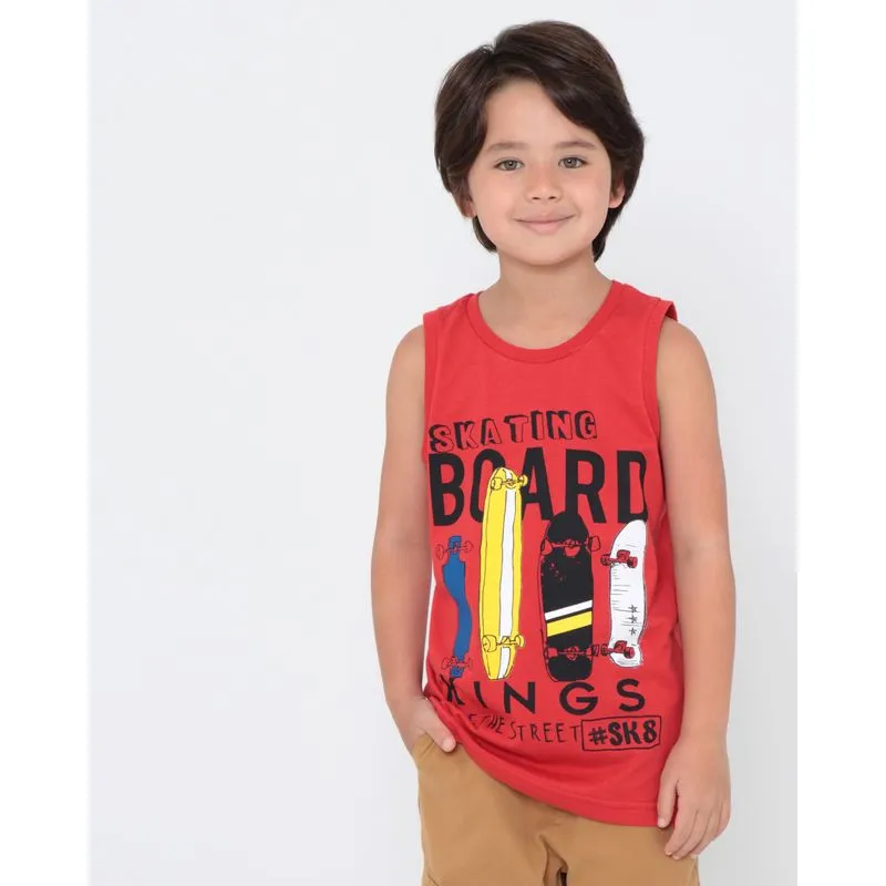 Regata Infantil Street Estampa Vermelha 8