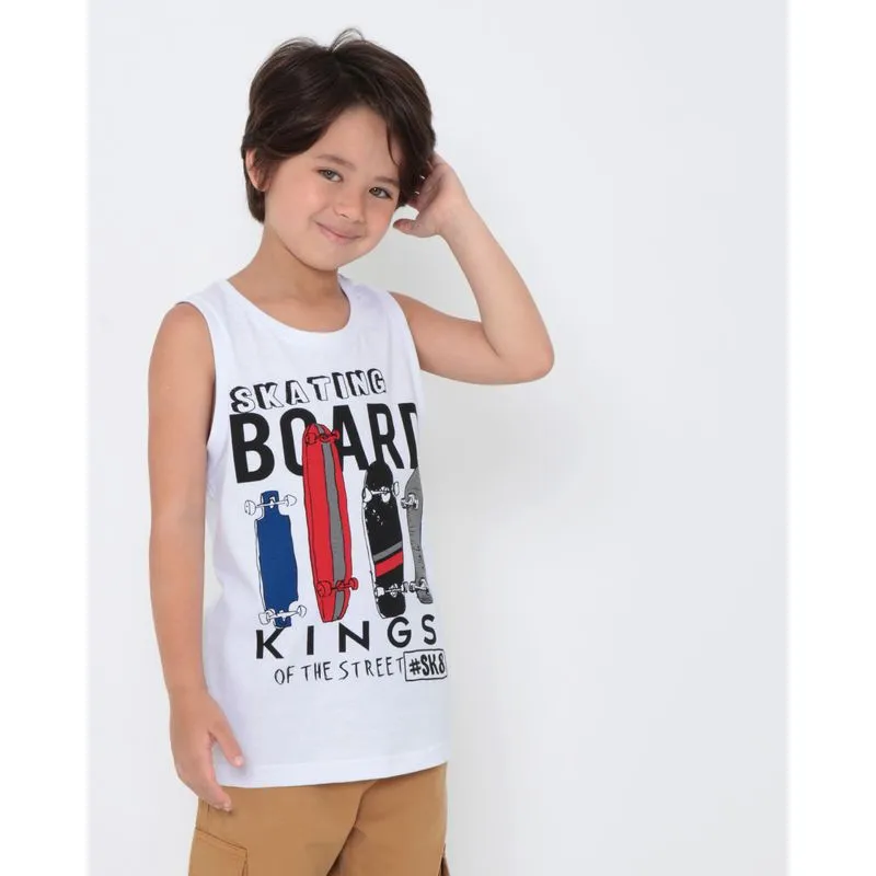 Regata Infantil Street Estampada Branca 6
