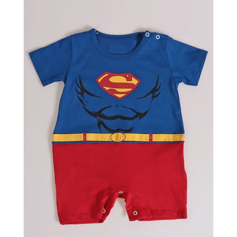 Macacão Bebê Capa Super Homem Liga da Justiça Azul G