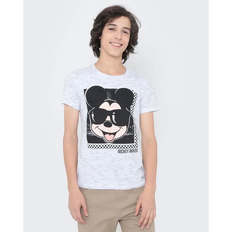 Camiseta Juvenil Estampa Disney Mickey Branca 14