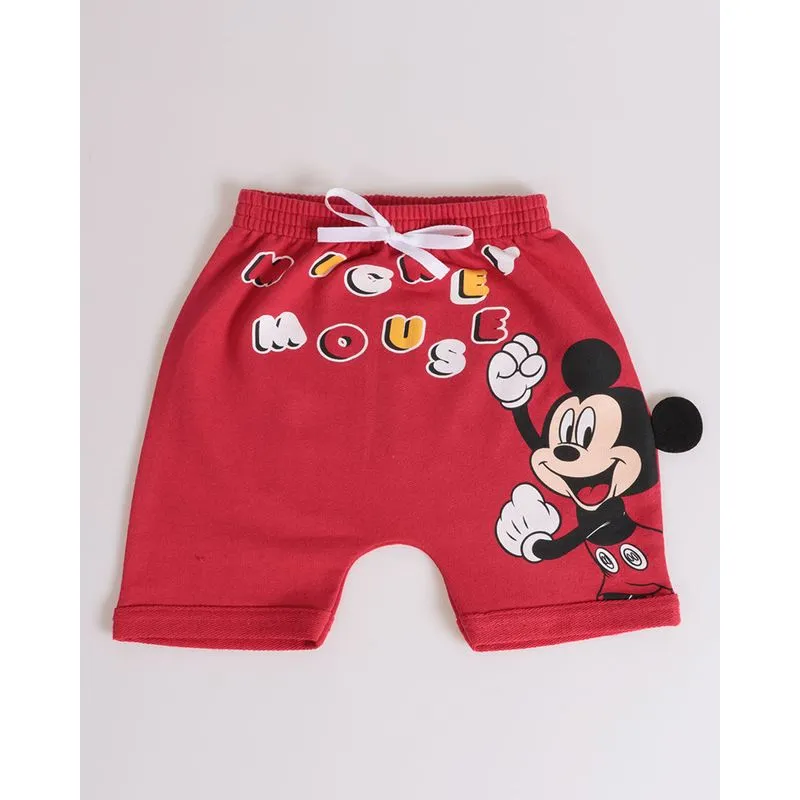 Bermuda Bebê Saruel Estampa Mickey Disney Vermelha 2