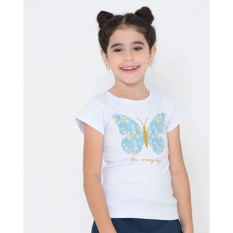 Blusa Infantil Borboleta Branca 6