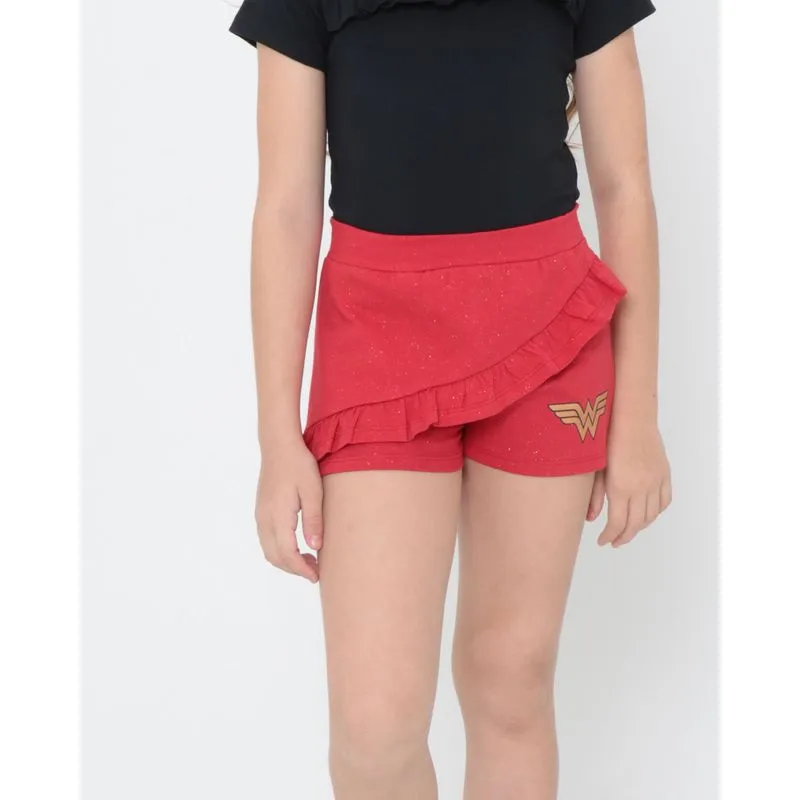 Short Saia Infantil Mulher Maravilha Vermelho 10