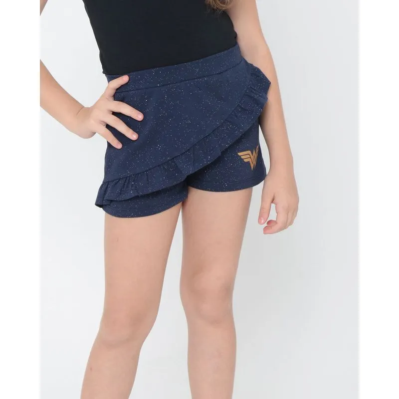 Short Saia Infantil Mulher Maravilha Azul Marinho 6