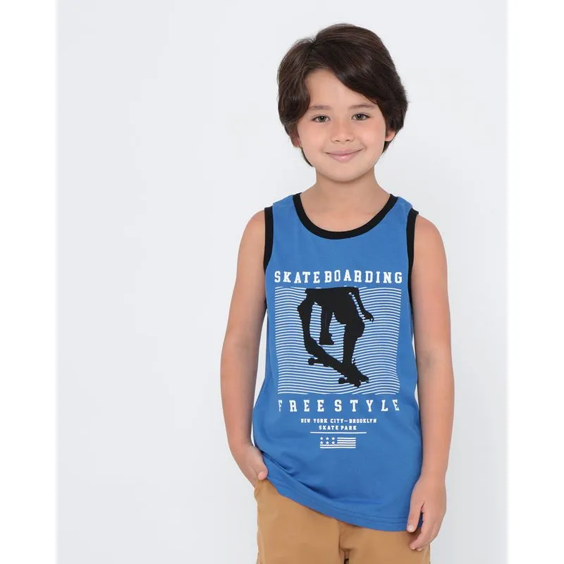 Regata Infantil Estampa Skate Azul 4