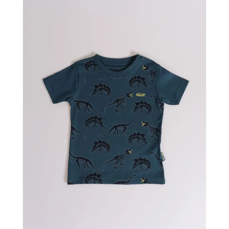 Camiseta Bebê Dinossauros Azul Petróleo 1