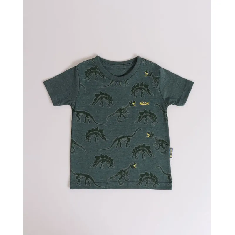 Camiseta Bebê Dinossauros Verde Militar 3