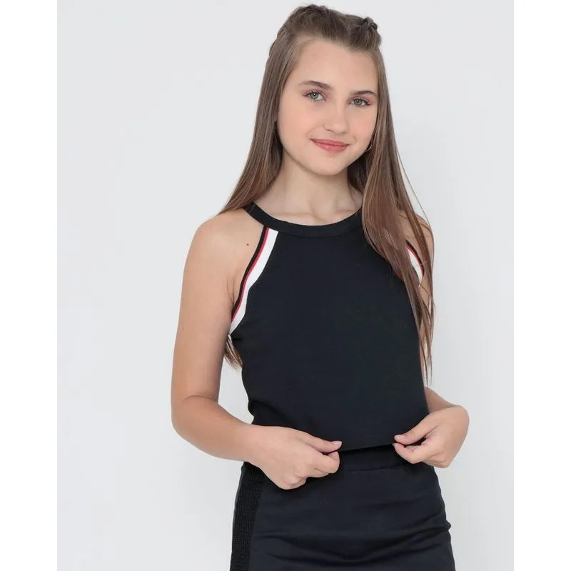Regata Juvenil Cropped Preta 10