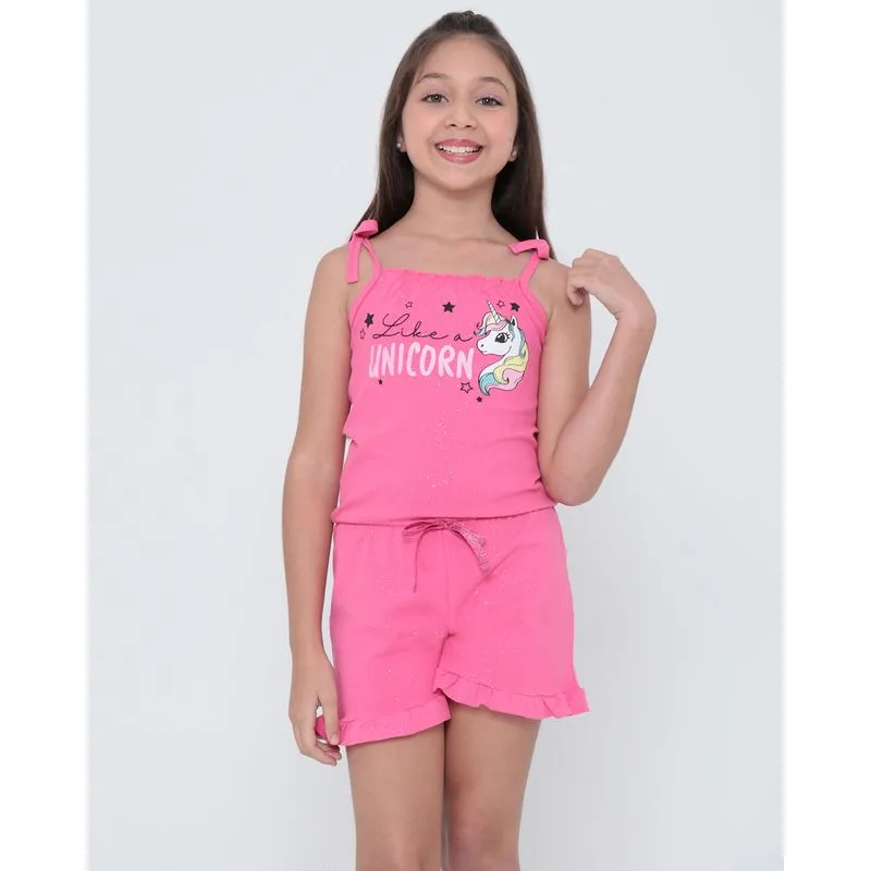 Macaquinho Infantil Alcinha Unicórnio Rosa 8