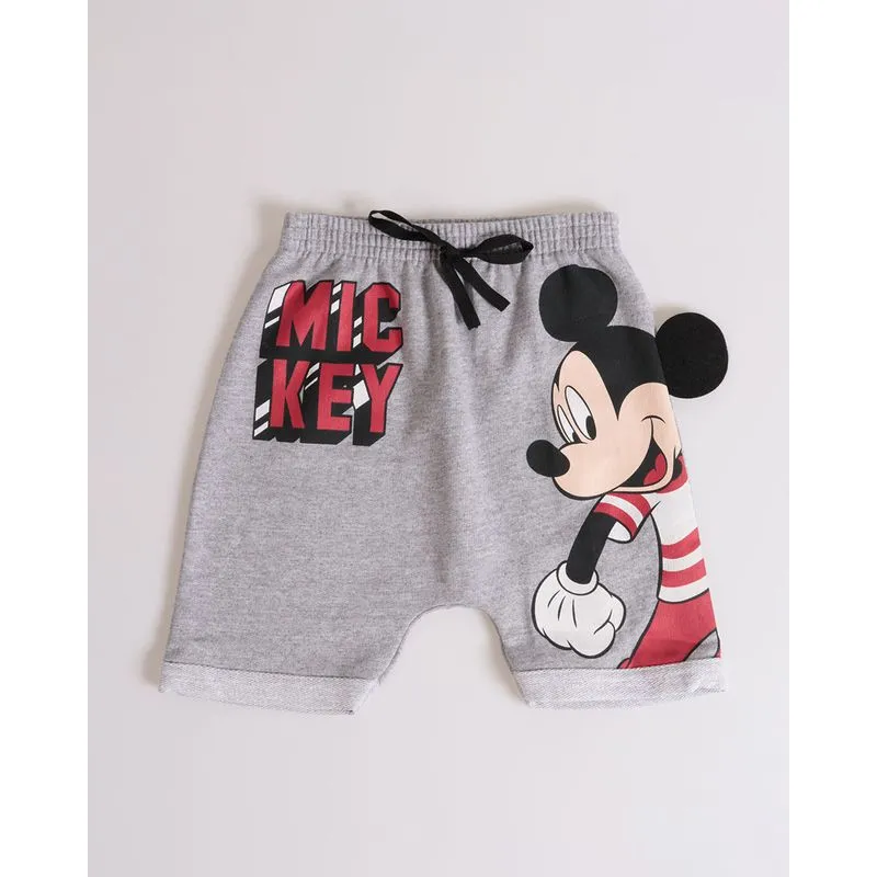 Bermuda Bebê Moletinho Mickey Mouse Disney Cinza Claro 1