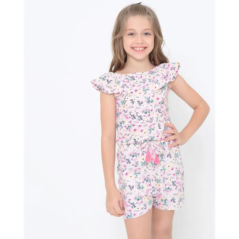 Macaquinho Infantil Floral Rosa Claro 8