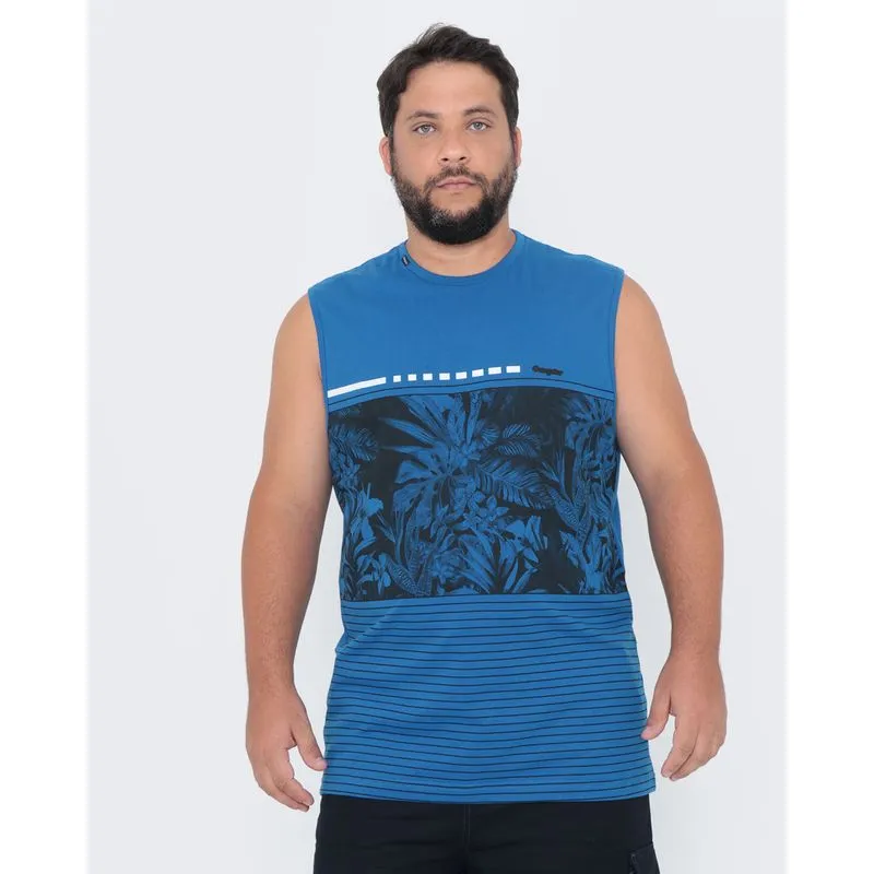 Regata Masculina Plus Size Estampada Gangster Azul Royal G3