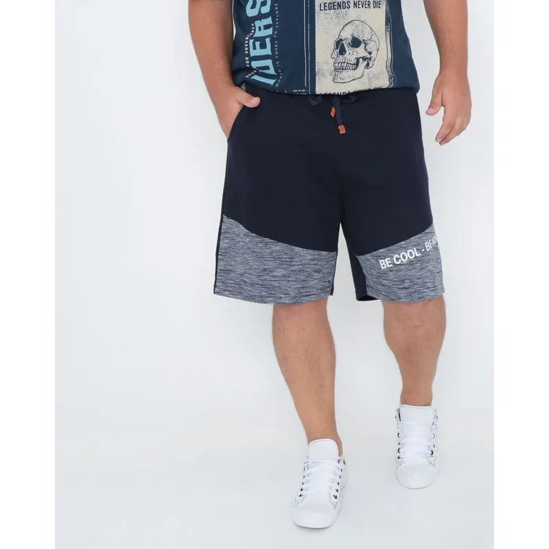 Bermuda Plus Size Moletom Recortes Marinho G2