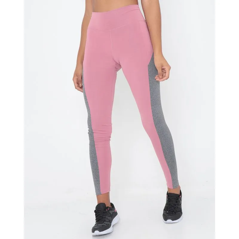 Calça Legging Fitness Cintura Alta Recortes Rosê M