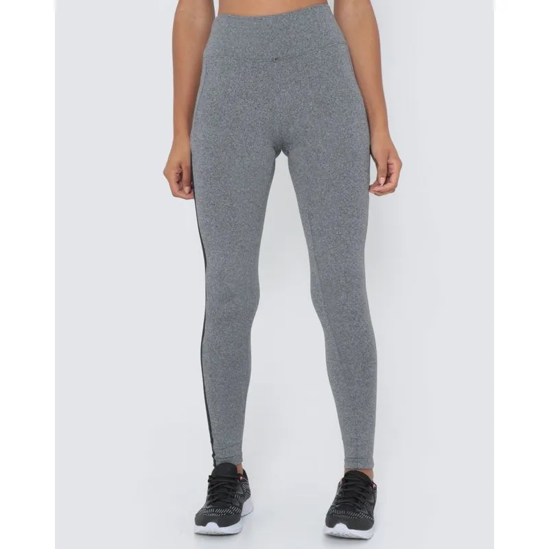Calça Legging Fitness Cintura Alta Recortes Cinza M