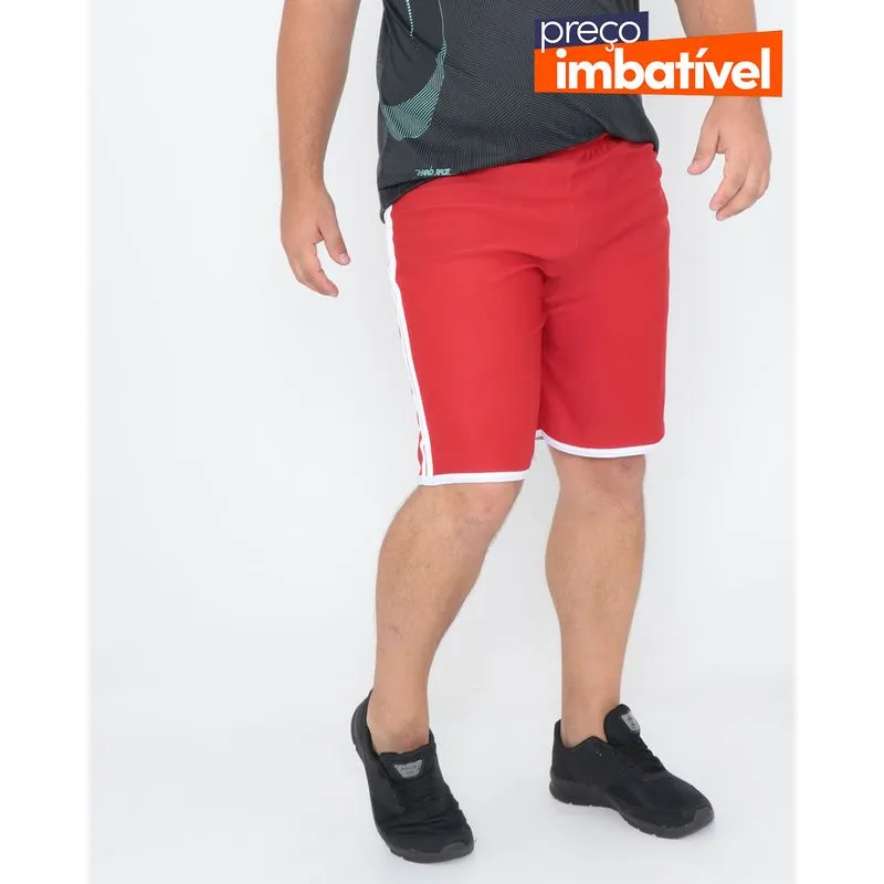 Bermuda Esportiva Plus Size Listras Vermelha G2