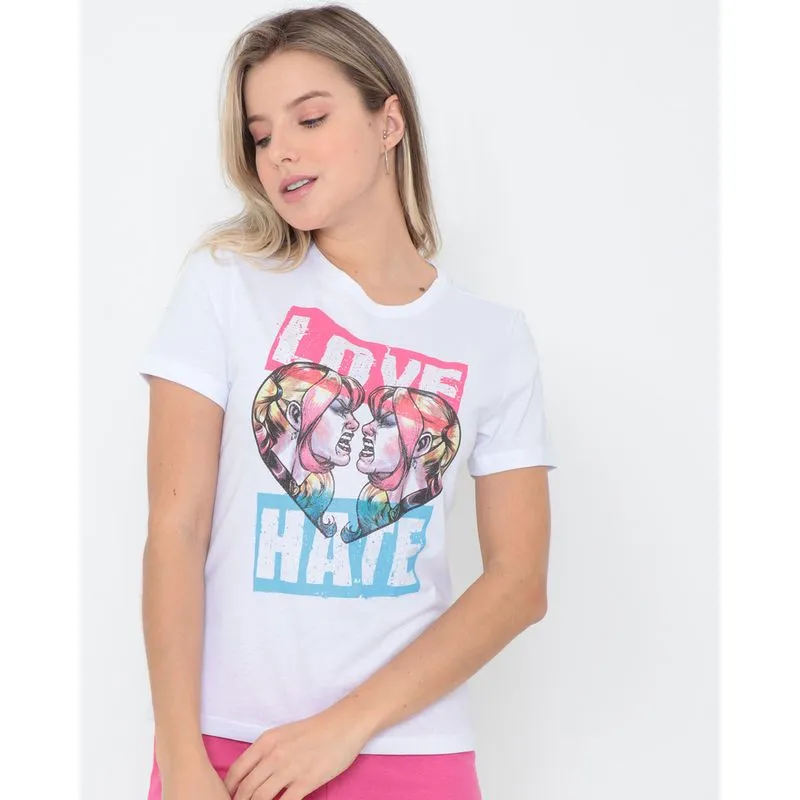 Blusa Estampa Arlequina Liga da Justiça Branca GG